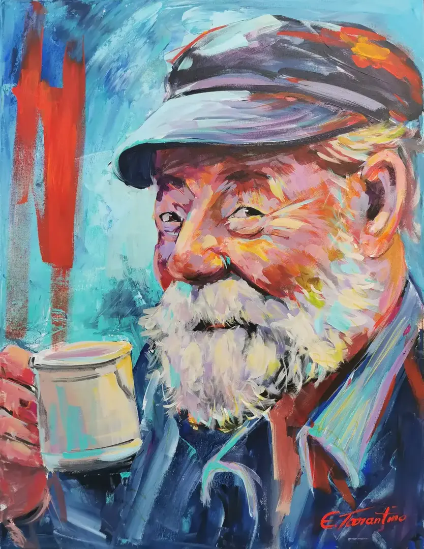 The Captain - Kapitän Portrait Acrylbild auf Leinwand von Arte Tarantino